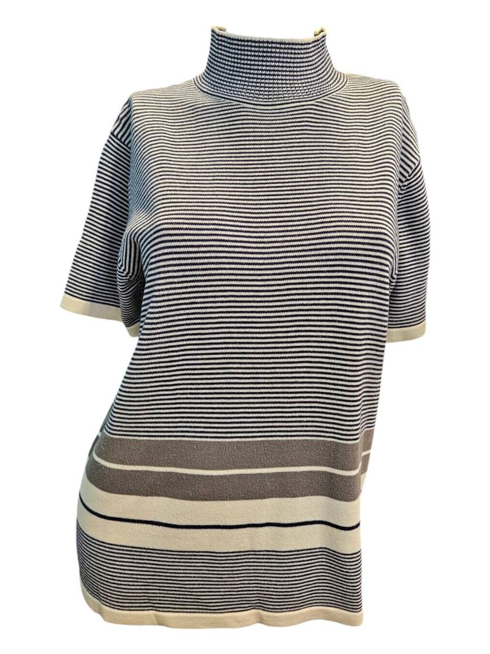 Crystal-Kobe Blue Striped Knit Top Womens Size Medium